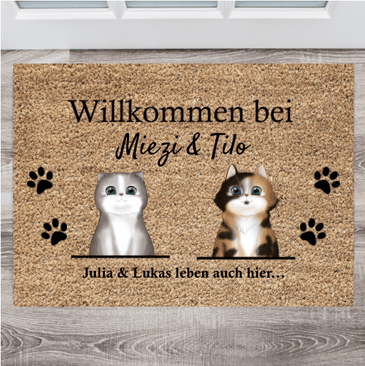 Amis des chats - Paillasson Personnalisé (1-4 chats)