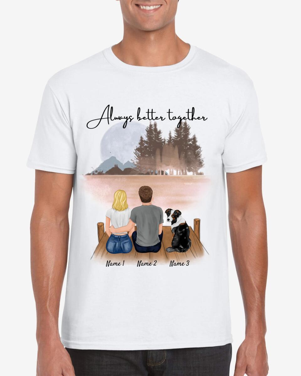 Couple avec animal de compagnie - T-shirt personnalisé (100% coton, unisexe)
