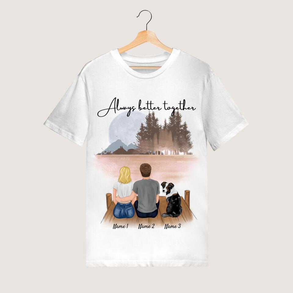 Couple avec animal de compagnie - T-shirt personnalisé (100% coton, unisexe)