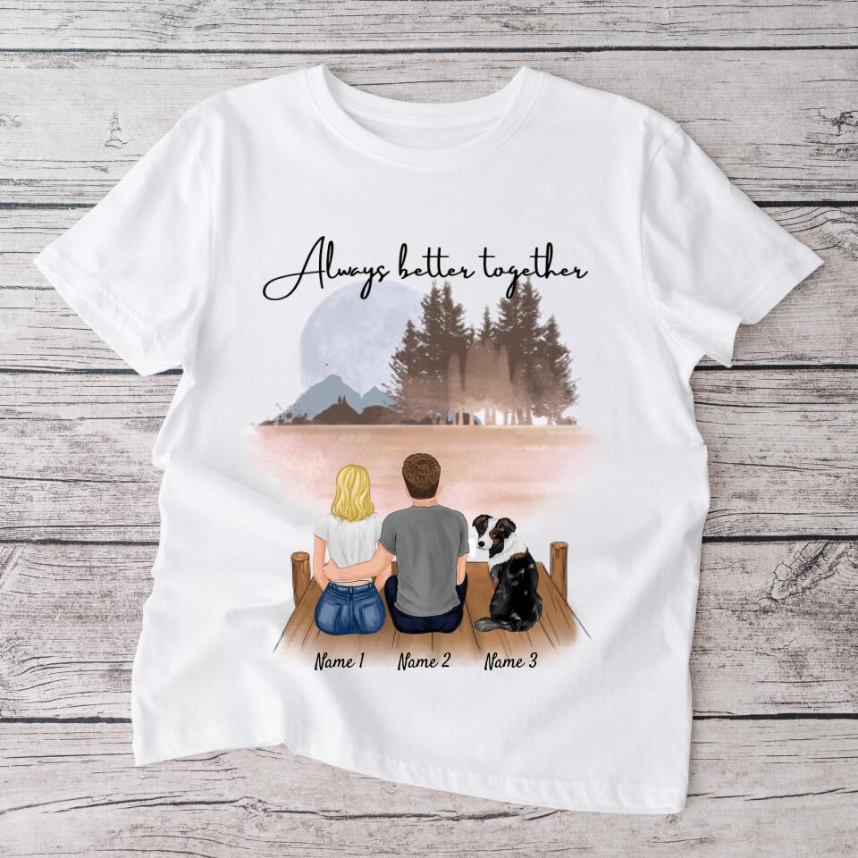 Couple avec animal de compagnie - T-shirt personnalisé (100% coton, unisexe)