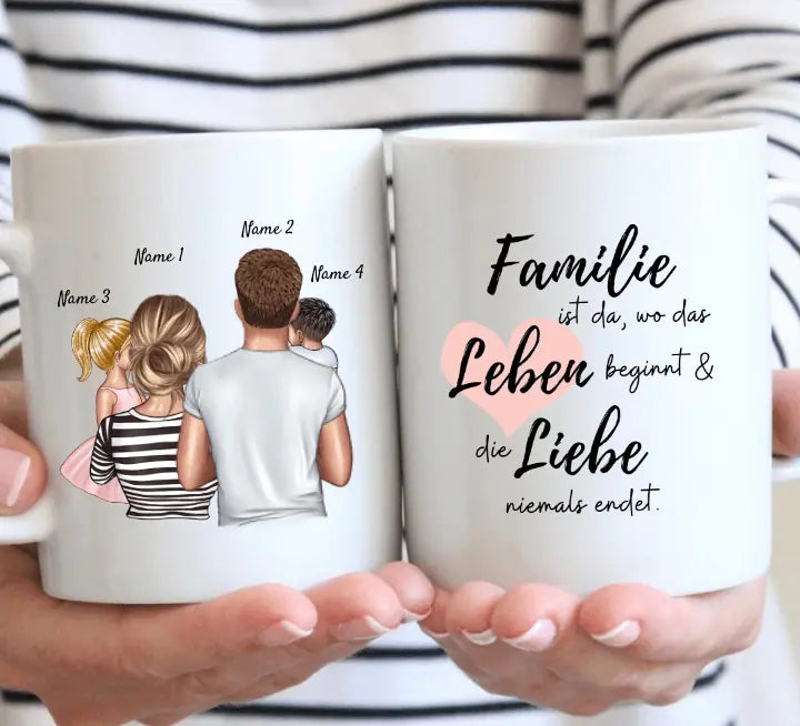 La famille est là - Mug personnalisé (parents avec enfants)
