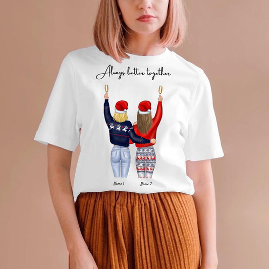 Noël Copines Cheers - T-shirt personnalisé (2-3 femmes)