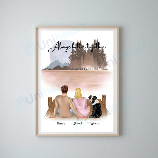 Paar met huisdier - Gepersonaliseerde digitale afbeelding (Paar met hond of kat)