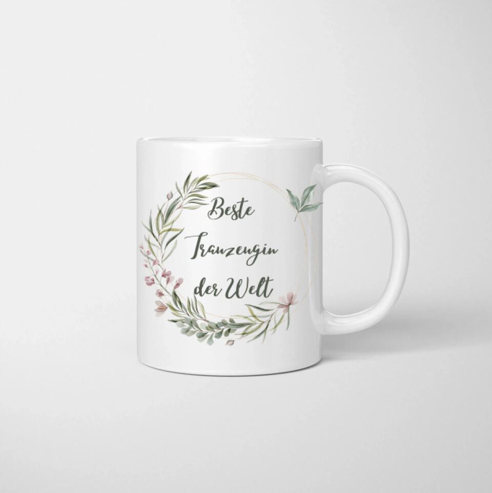 Bruid met Bruidsmeisje in Satijnen Jurken - Persoonlijke Verlovings / Bruiloft Mok