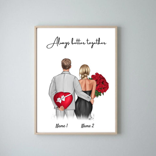 Mon amour - Poster personnalisé pour couple (cadeau pour la Saint-Valentin)