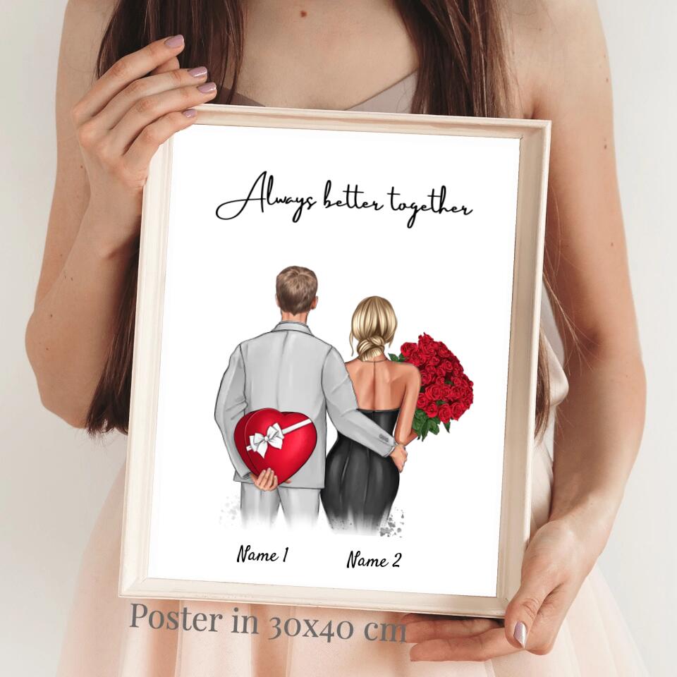 Mon amour - Poster personnalisé pour couple (cadeau pour la Saint-Valentin)