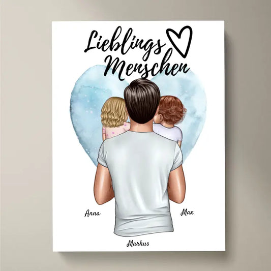 Papa, mon homme préféré - Poster personnalisé (père avec 1-4 enfants)