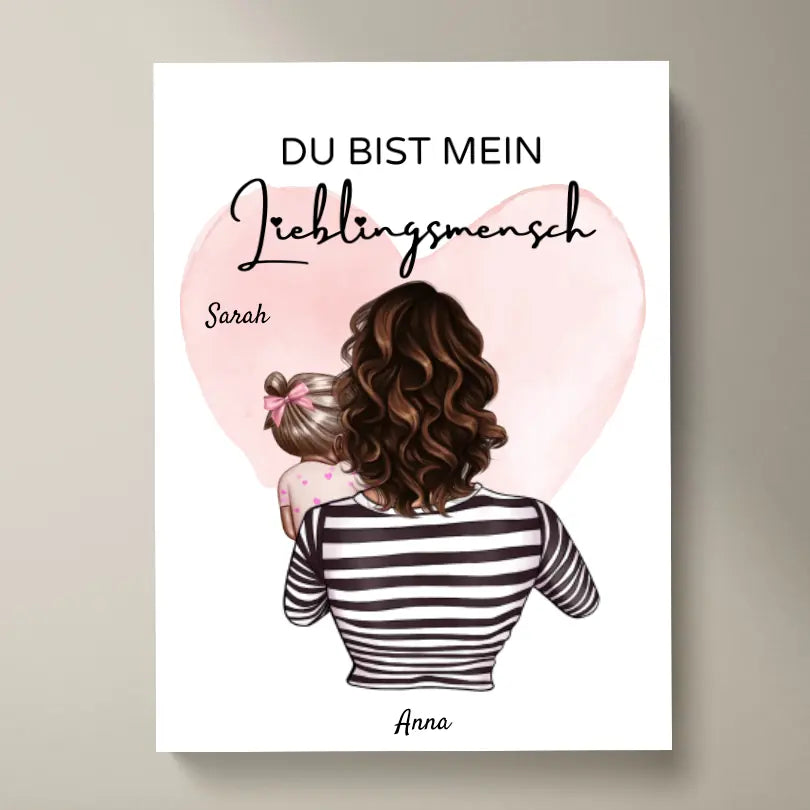 Mama, mijn favoriete persoon - Gepersonaliseerde poster (moeder met 1-4 kinderen)