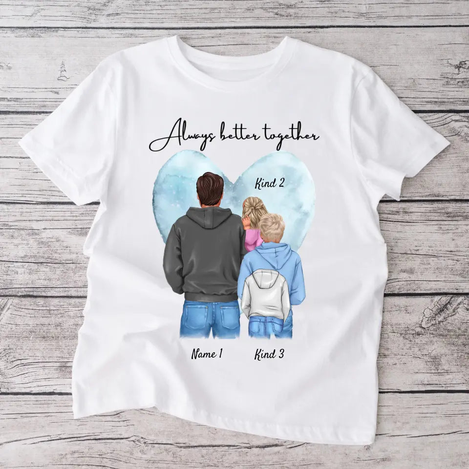 Meilleur papa, homme préféré - T-shirt personnalisé avec père & enfants/adolescents (100% coton, unisexe)