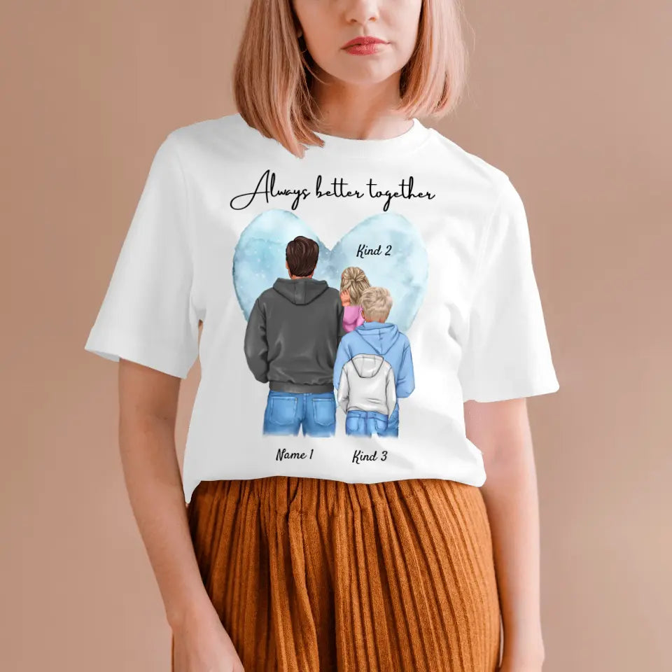 Meilleur papa, homme préféré - T-shirt personnalisé avec père & enfants/adolescents (100% coton, unisexe)