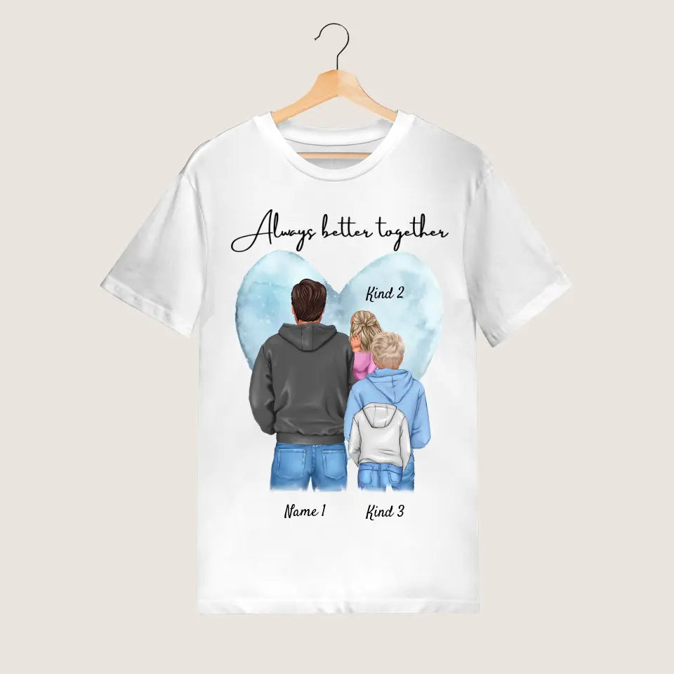 Meilleur papa, homme préféré - T-shirt personnalisé avec père & enfants/adolescents (100% coton, unisexe)