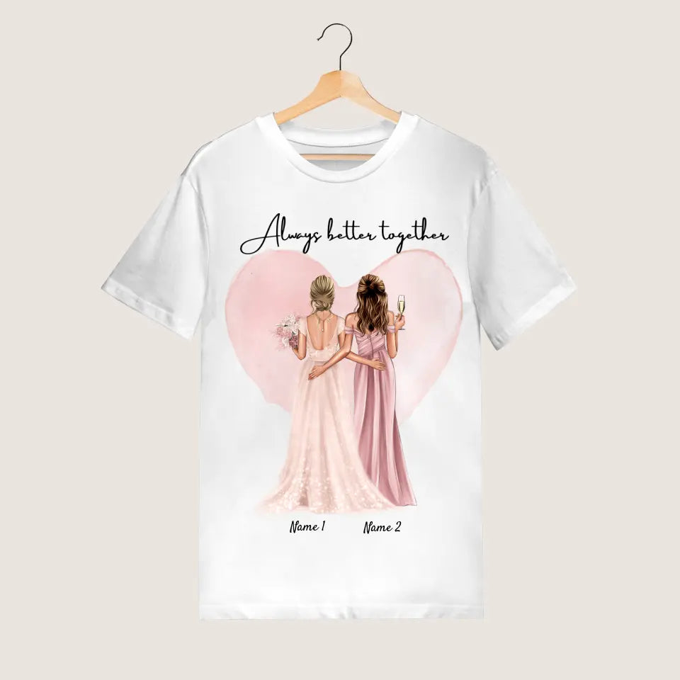 Mariée et demoiselle d'honneur - T-shirt personnalisé (100% coton, unisexe)