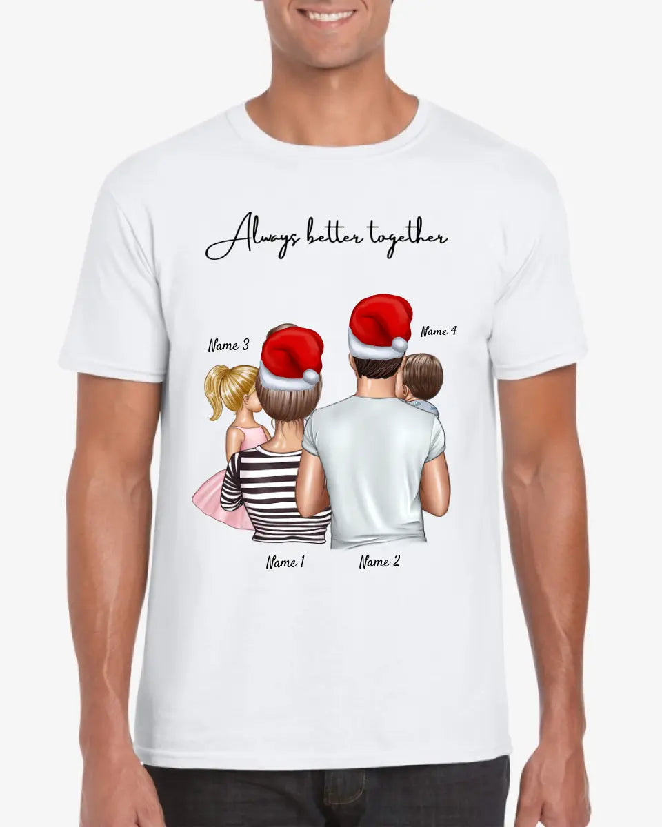 Ma famille avec enfants Noël - T-shirt personnalisé (1-4 enfants)