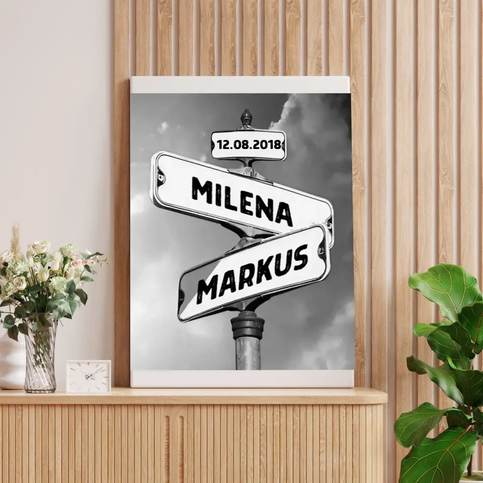 Straatnaambord beste stel - Gepersonaliseerd canvas