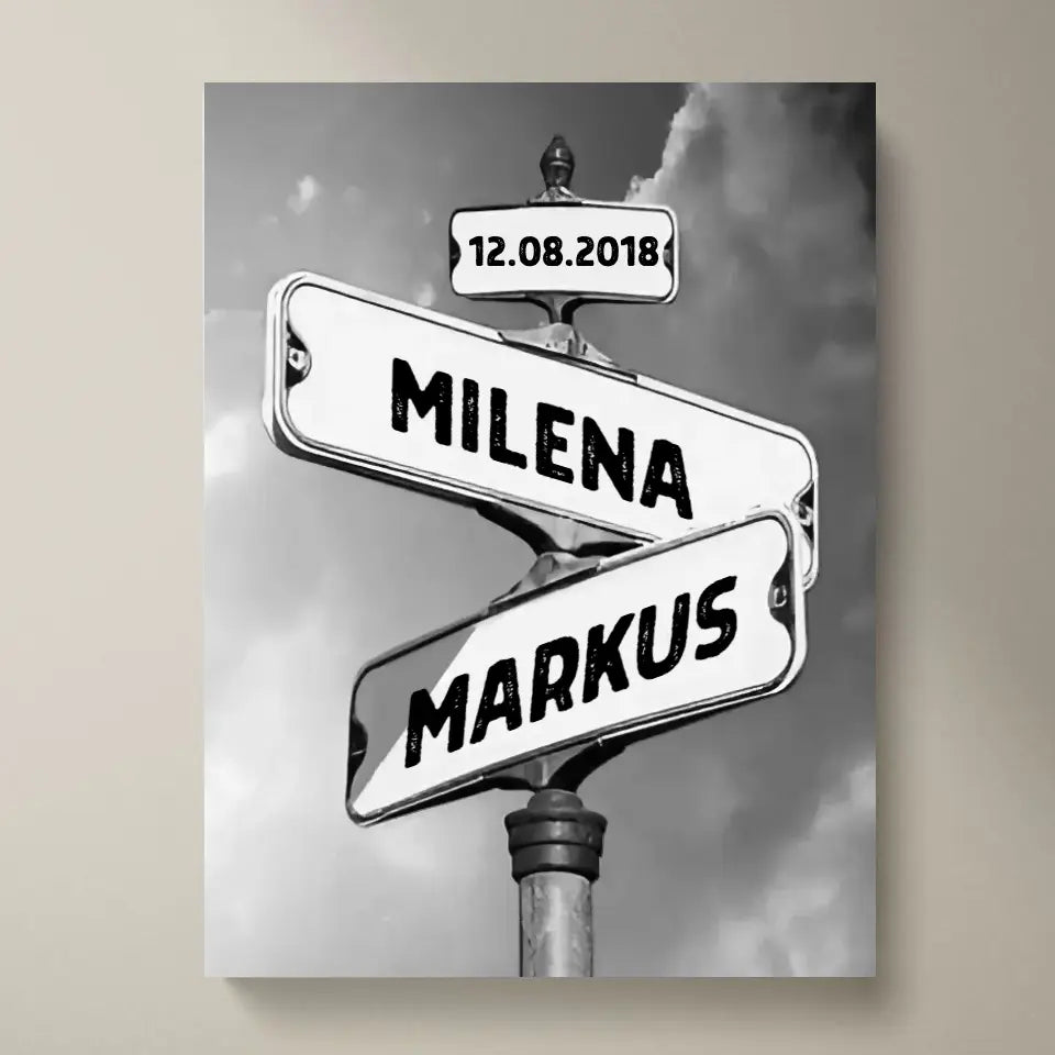 Straatnaambord beste stel - Gepersonaliseerd canvas