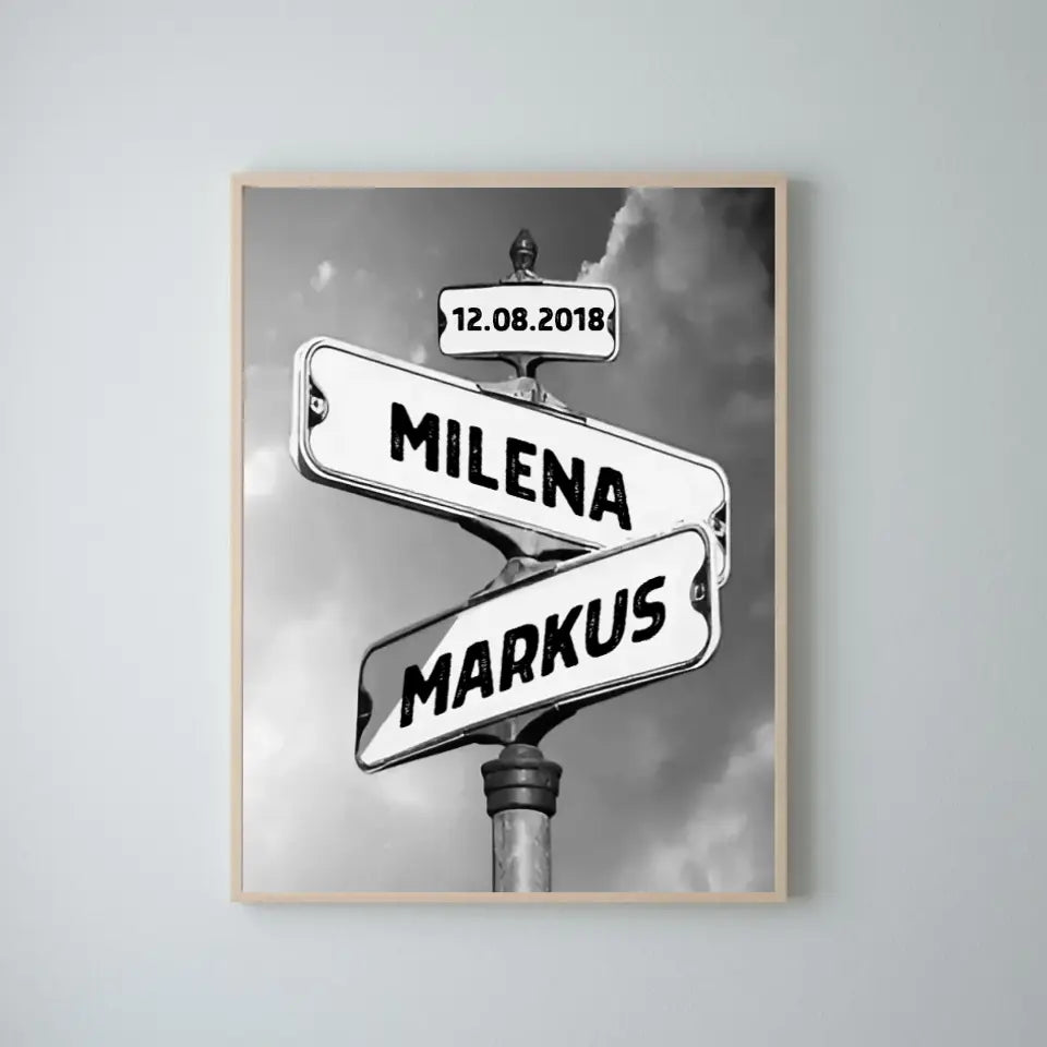 Straatnaambord beste stel - Gepersonaliseerd canvas
