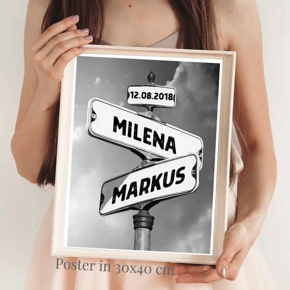 Straatnaambord beste stel - Gepersonaliseerd canvas