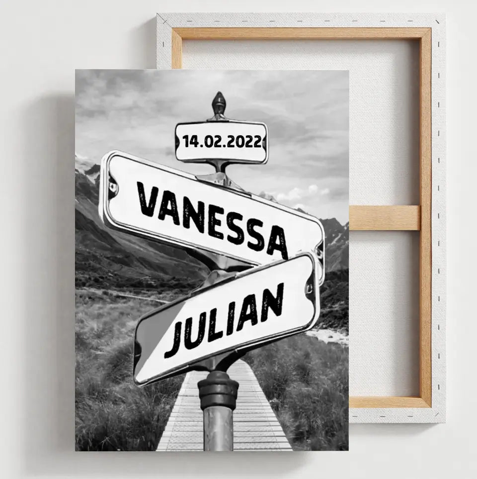 Straatnaambord beste stel - Gepersonaliseerd canvas