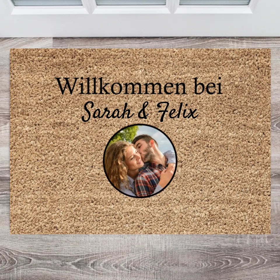 Mijn familie - Gepersonaliseerde deurmat (1-4 eigen foto's)