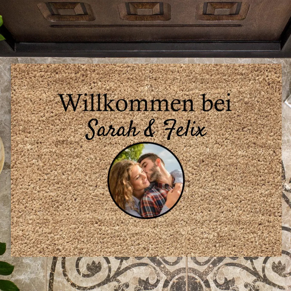 Mijn familie - Gepersonaliseerde deurmat (1-4 eigen foto's)