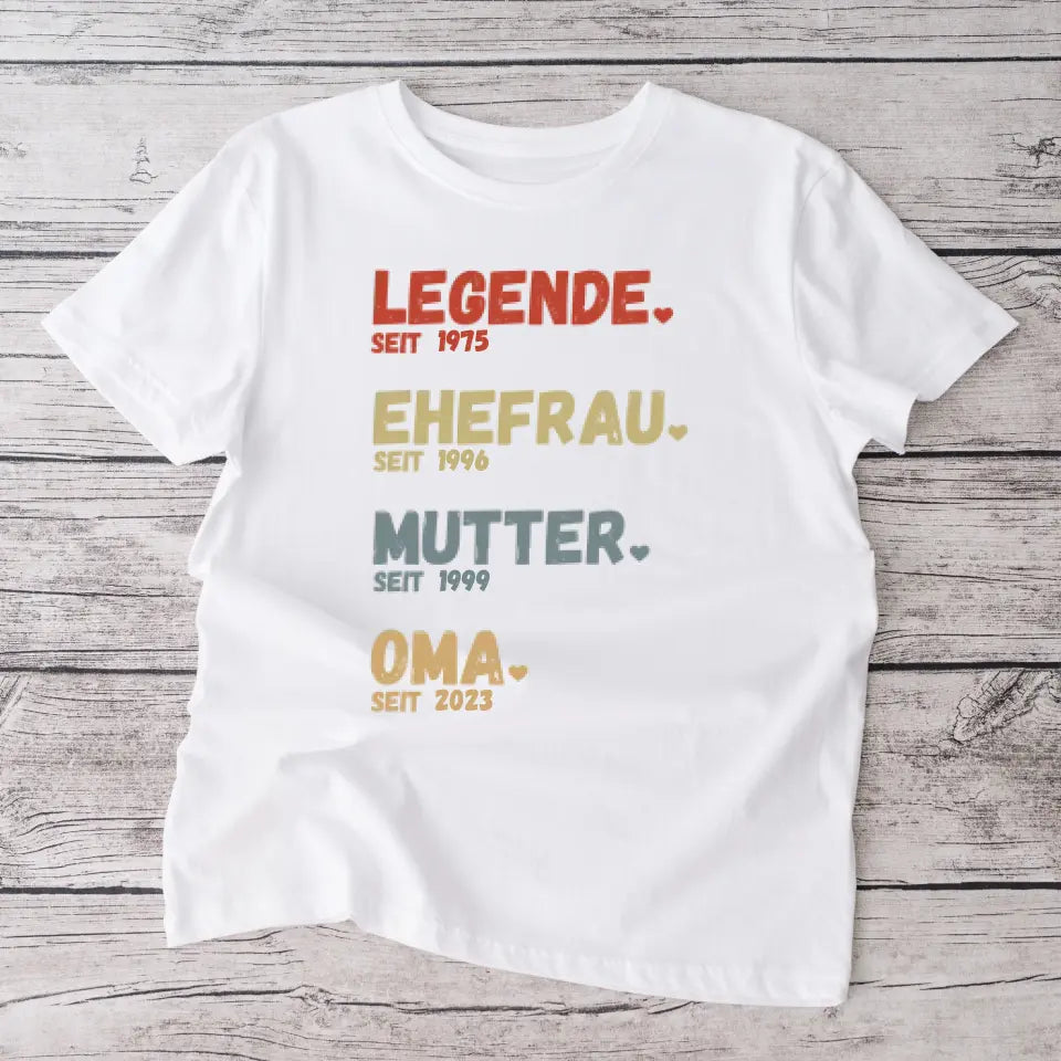 Pour Mamie - Légende depuis - T-shirt personnalisé pour les mères & grands-mères (100% coton, unisexe)