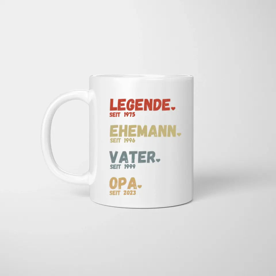 Grand-père, Légende depuis - Mug personnalisé pour pères, grands-pères (Père depuis, Grand-père depuis, Années)