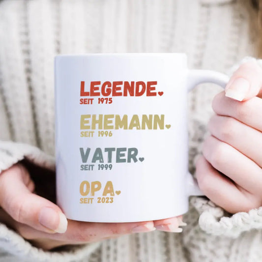 Grand-père, Légende depuis - Mug personnalisé pour pères, grands-pères (Père depuis, Grand-père depuis, Années)