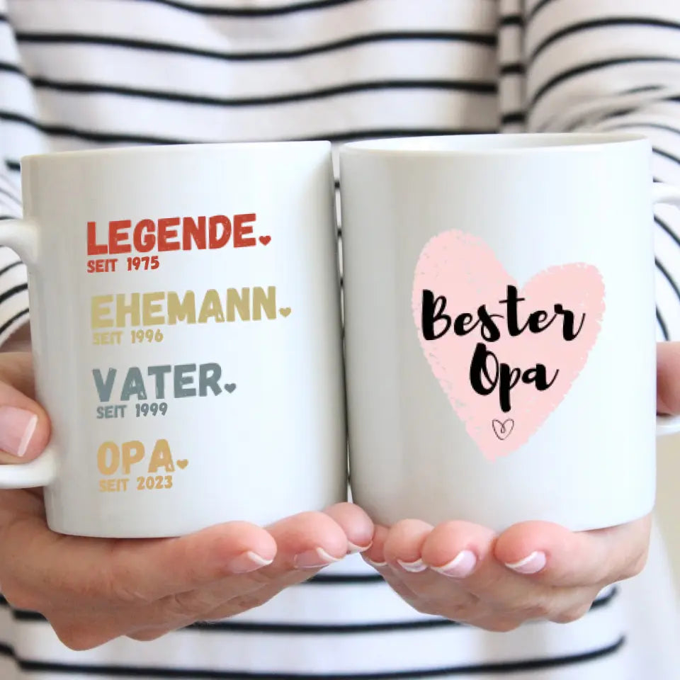 Grand-père, Légende depuis - Mug personnalisé pour pères, grands-pères (Père depuis, Grand-père depuis, Années)