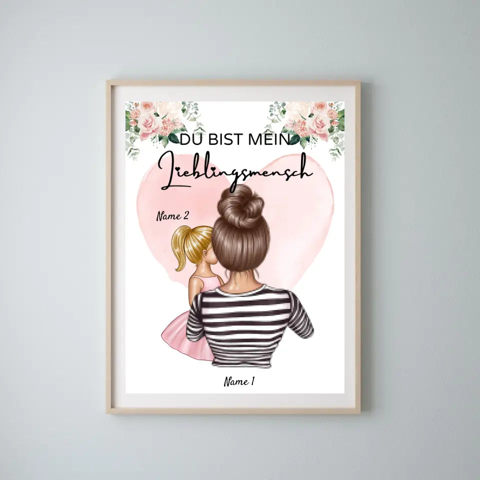 Mama, mijn favoriete persoon - Gepersonaliseerde poster (moeder met 1-4 kinderen)
