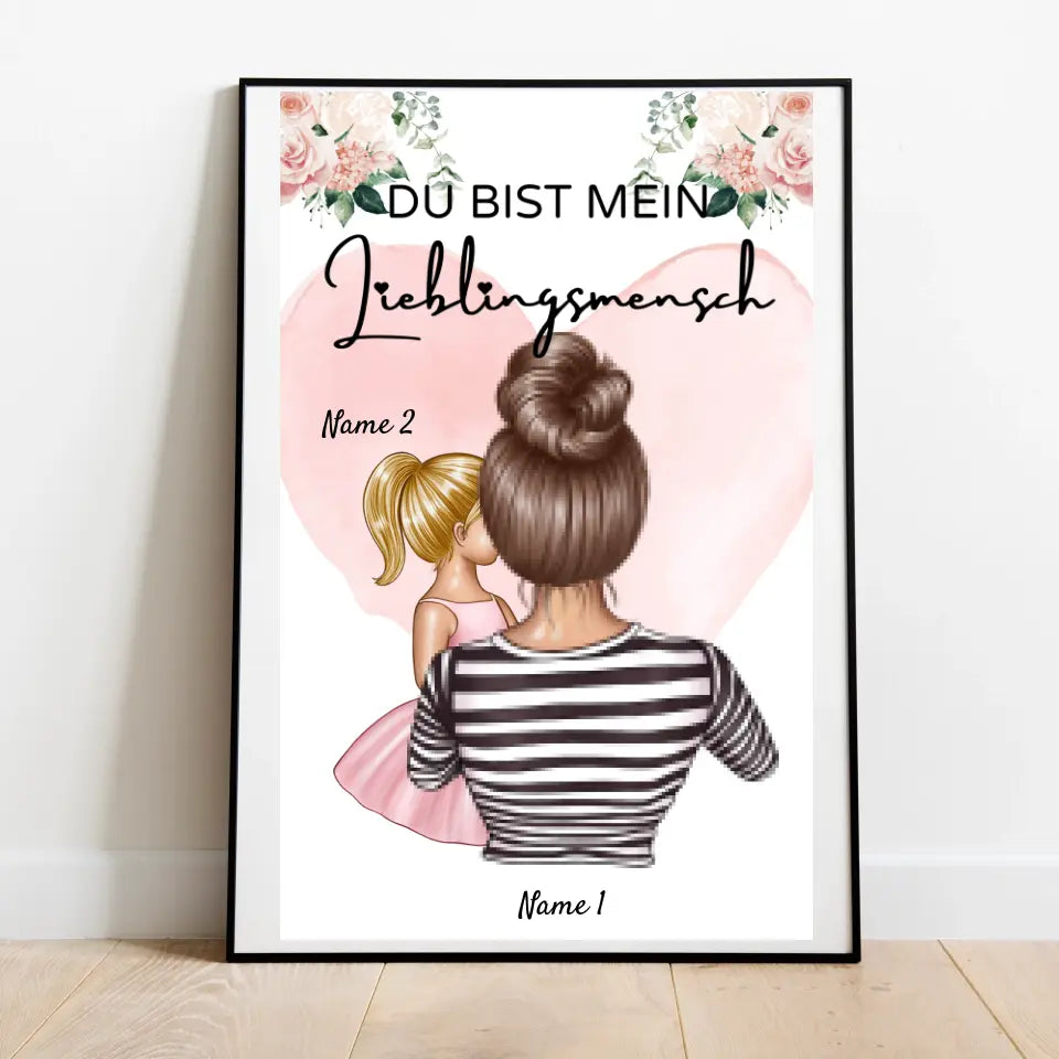 Mama, mijn favoriete persoon - Gepersonaliseerde poster (moeder met 1-4 kinderen)