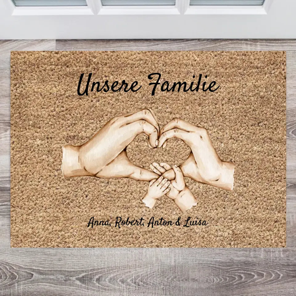 Paillasson personnalisé "Notre famille" (parents, enfants & animaux domestiques)