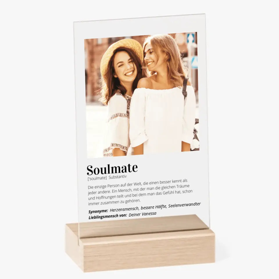 Soulmate Definition Gepersonaliseerd acrylglasplaatje voor vriendinnen, broers en zussen, stellen