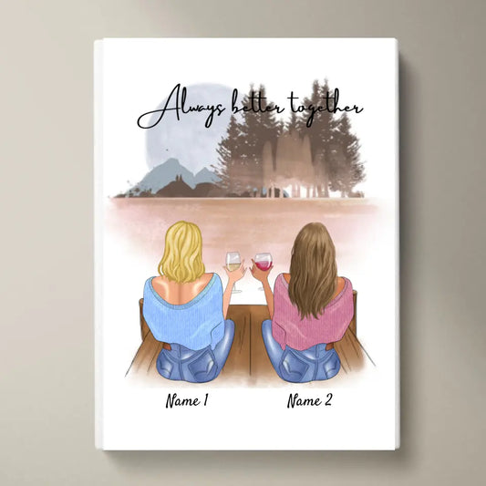 Amies/sœurs avec boisson - Poster Personnalisé (2-4 femmes)