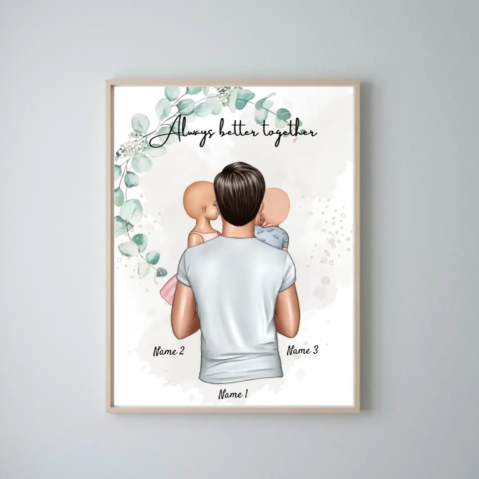Meilleur papa avec des enfants - Poster Personnalisé