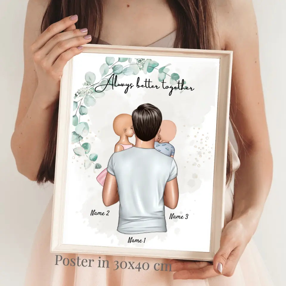 Meilleur papa avec des enfants - Poster Personnalisé