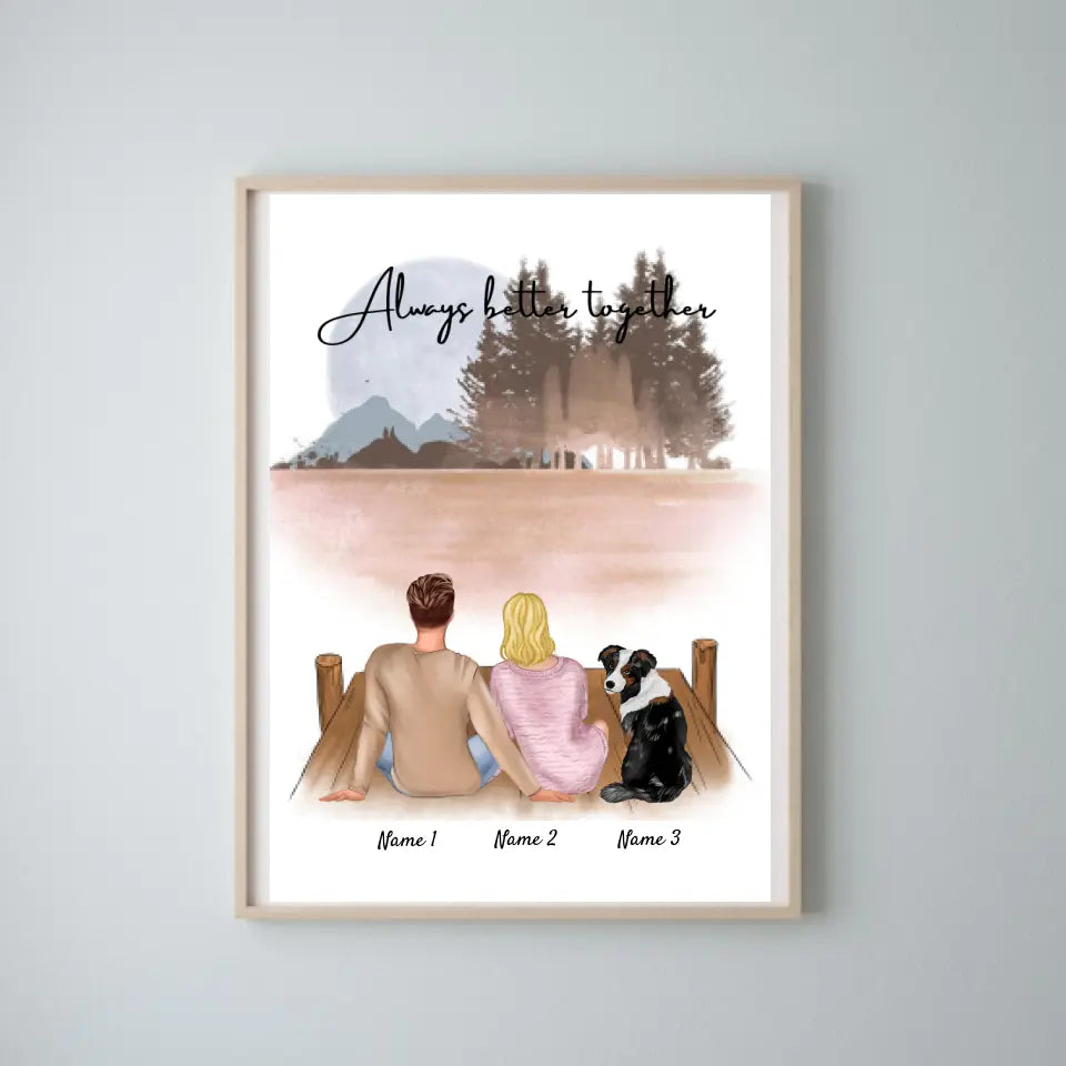 Paar met huisdier - Persoonlijke Poster (hond, kat)