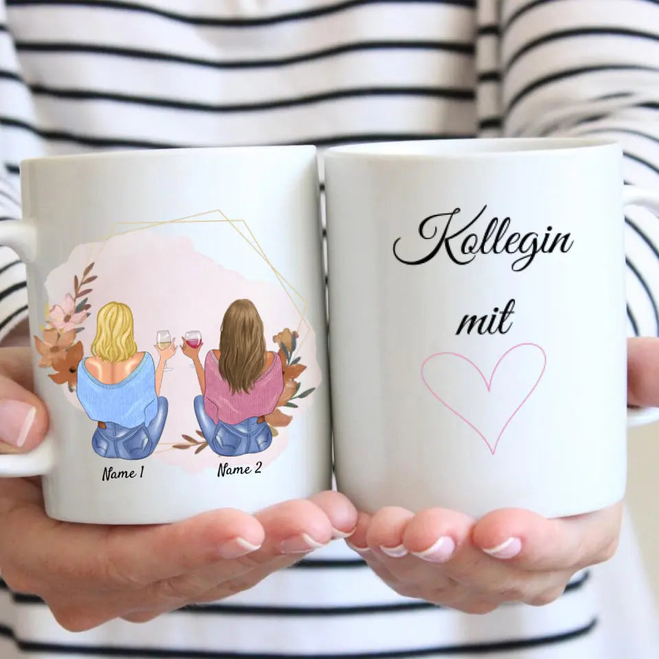 Collègue avec cœur - Mug personnalisé pour collègue de travail - Cadeau départ, changement de travail (2-4 personnes)