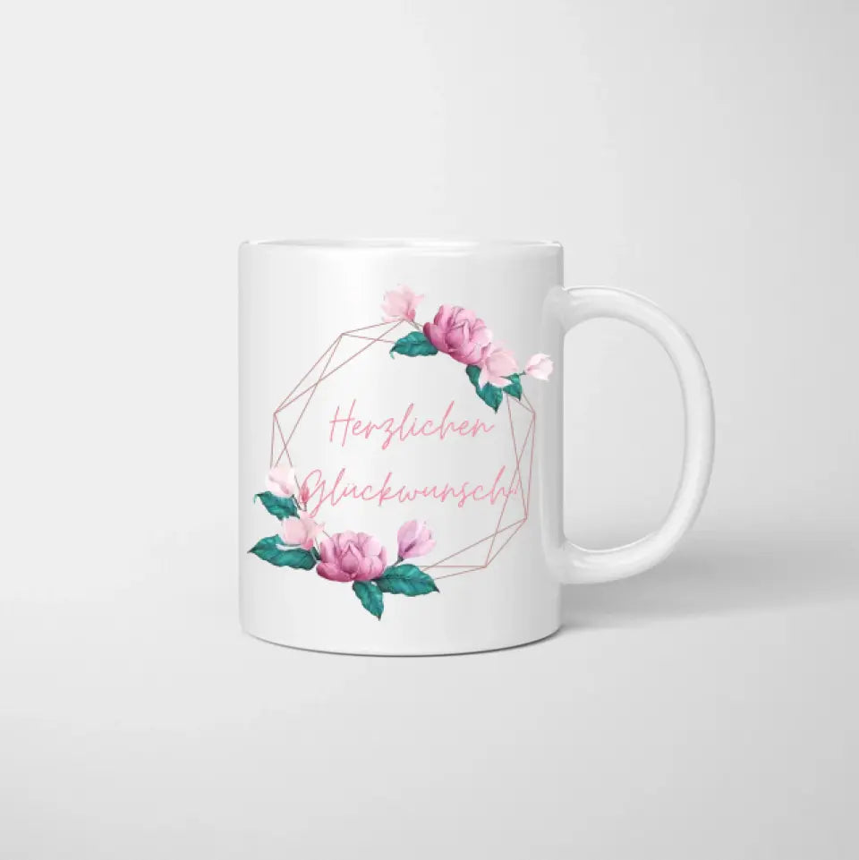 "Just Married" Mug personnalisé pour le mariage - Pour les couples, les mariés, cadeau d'argent, cadeau de mariage - Félicitations