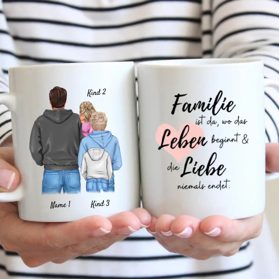 Papa met kinderen - Persoonlijke mok (1-3 Kinderen, Tiener)