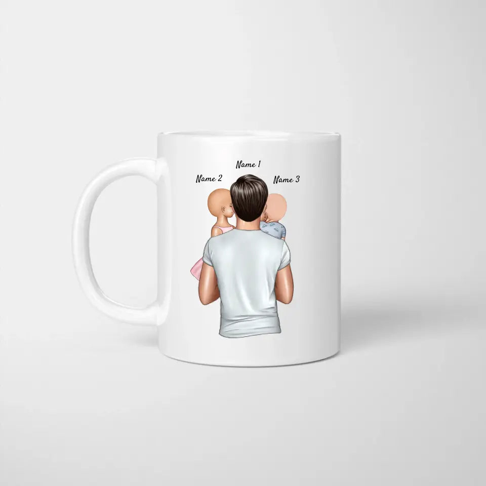 Papa avec enfants - Mug personnalisé (1-3 enfants, adolescents) – Uniheart