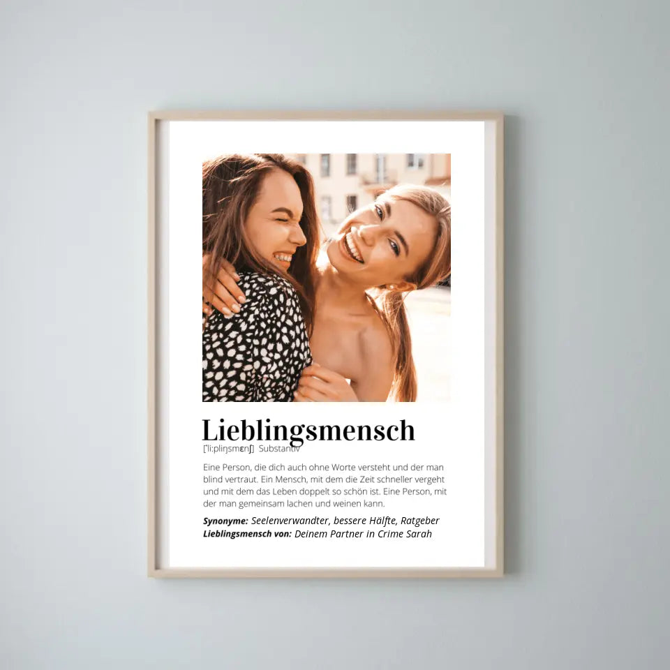 Fotoposter "Definitie" - Persoonlijk geschenk "Favoriete persoon
