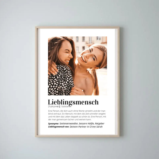 Poster photo "Définition" - Cadeau personnalisé "Personne préférée