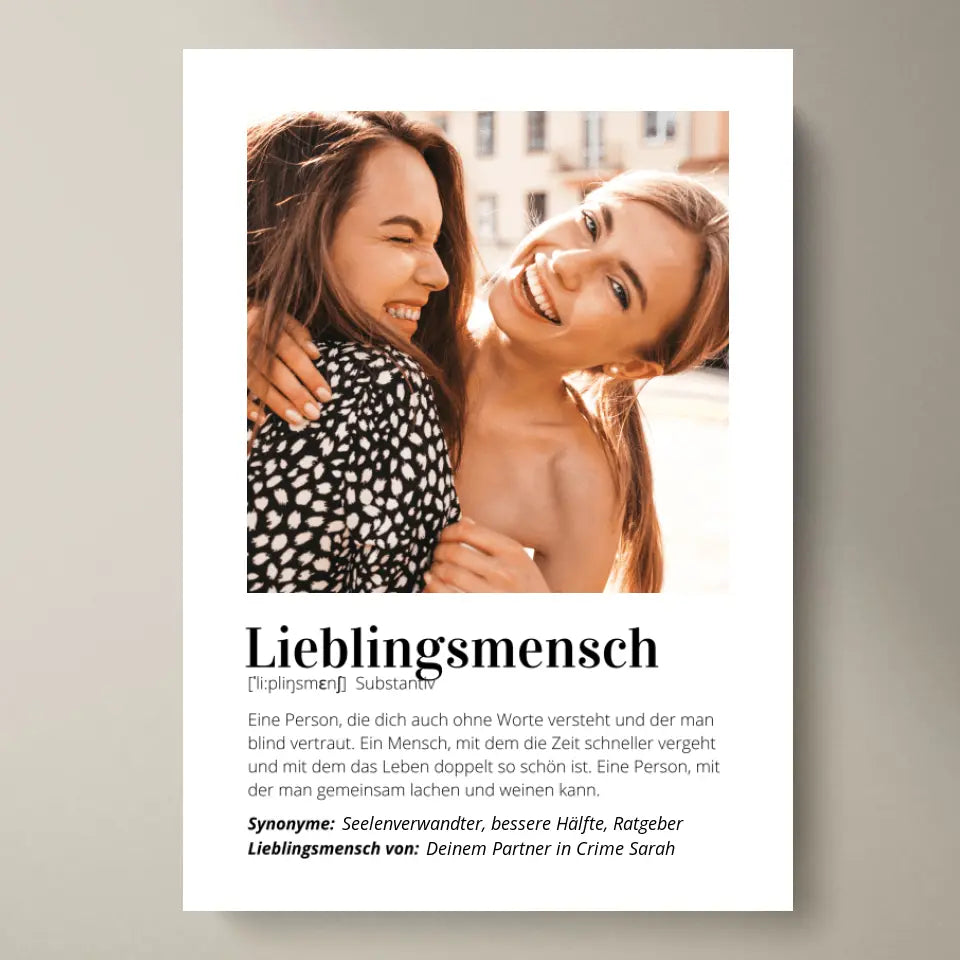 Fotoposter "Definitie" - Persoonlijk geschenk "Favoriete persoon