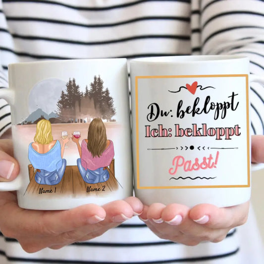 Toi, moi, je suis fou - convient - Mug personnalisé pour les copines (2-4 femmes)