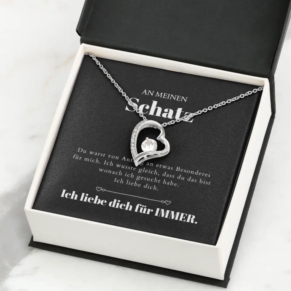 Collier pendentif coeur doré I Love You et carte personnalisée (cadeau Saint Valentin)