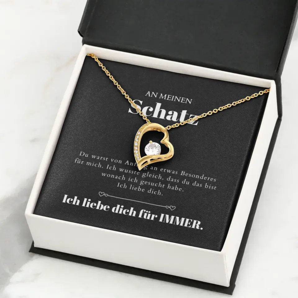 Collier pendentif coeur doré I Love You et carte personnalisée (cadeau Saint Valentin)