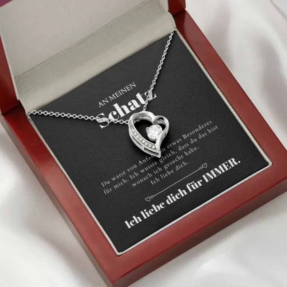 Collier pendentif coeur doré I Love You et carte personnalisée (cadeau Saint Valentin)