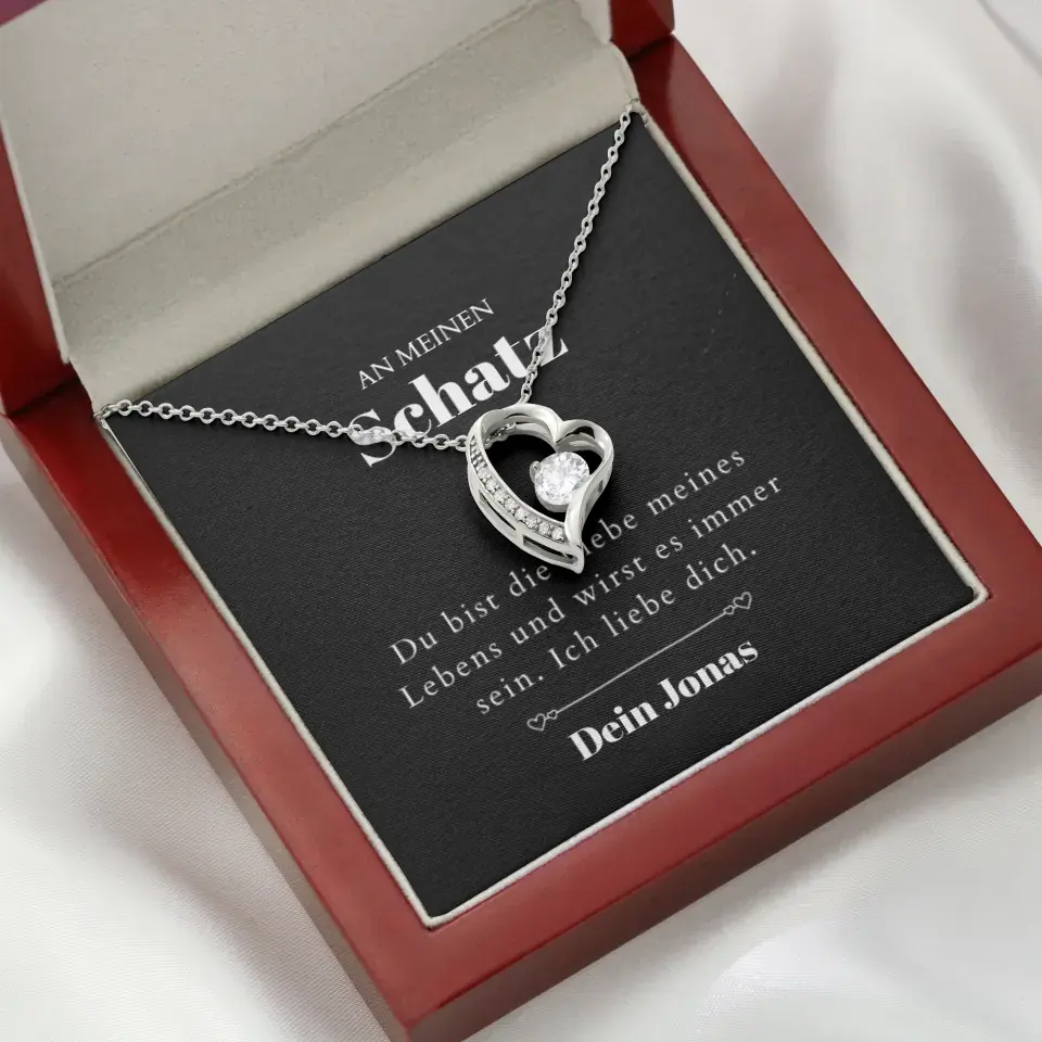 Love of My Life - Ketting met gouden harthanger en gepersonaliseerde kaart (Valentijnsdagcadeau)