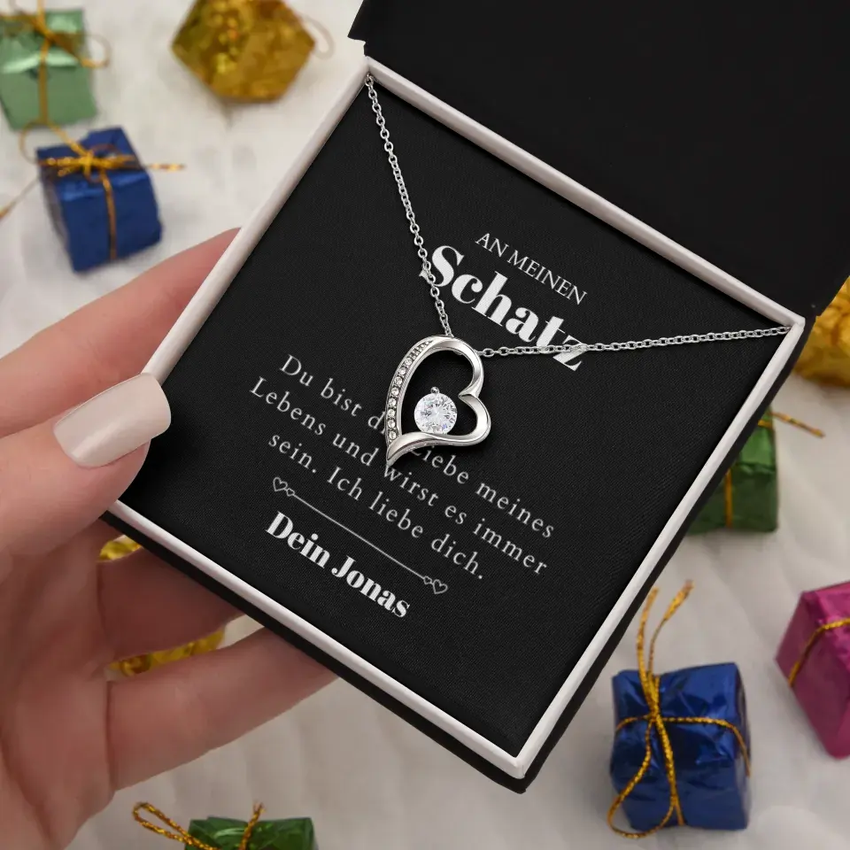 Love of My Life - Ketting met gouden harthanger en gepersonaliseerde kaart (Valentijnsdagcadeau)
