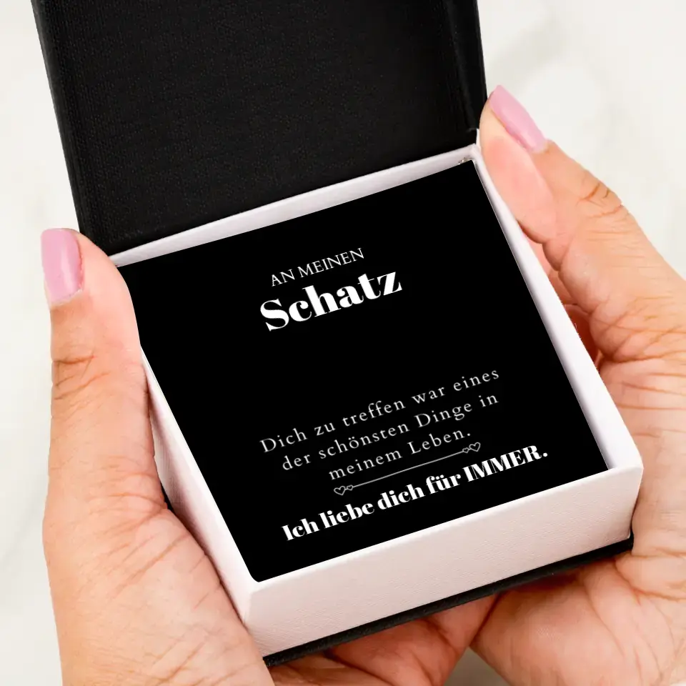 To Meet You - Collier avec pendentif doré et carte personnalisée (Cadeau Saint Valentin)
